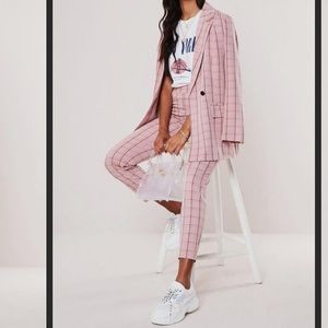 Missguided Pink Plaid Two Piece Set